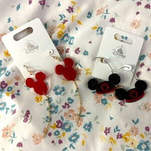 Disney Red balloons and Black Mickey Mouse Earrings 2 sets !